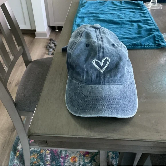 Heart Embroidered Denim Cap - Picture 1 of 2